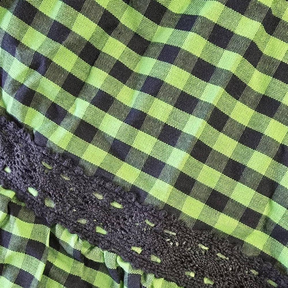 Anthropologie Green and Black Tiered Gingham Checkered Maxi Skirt - Picture 4 of 6